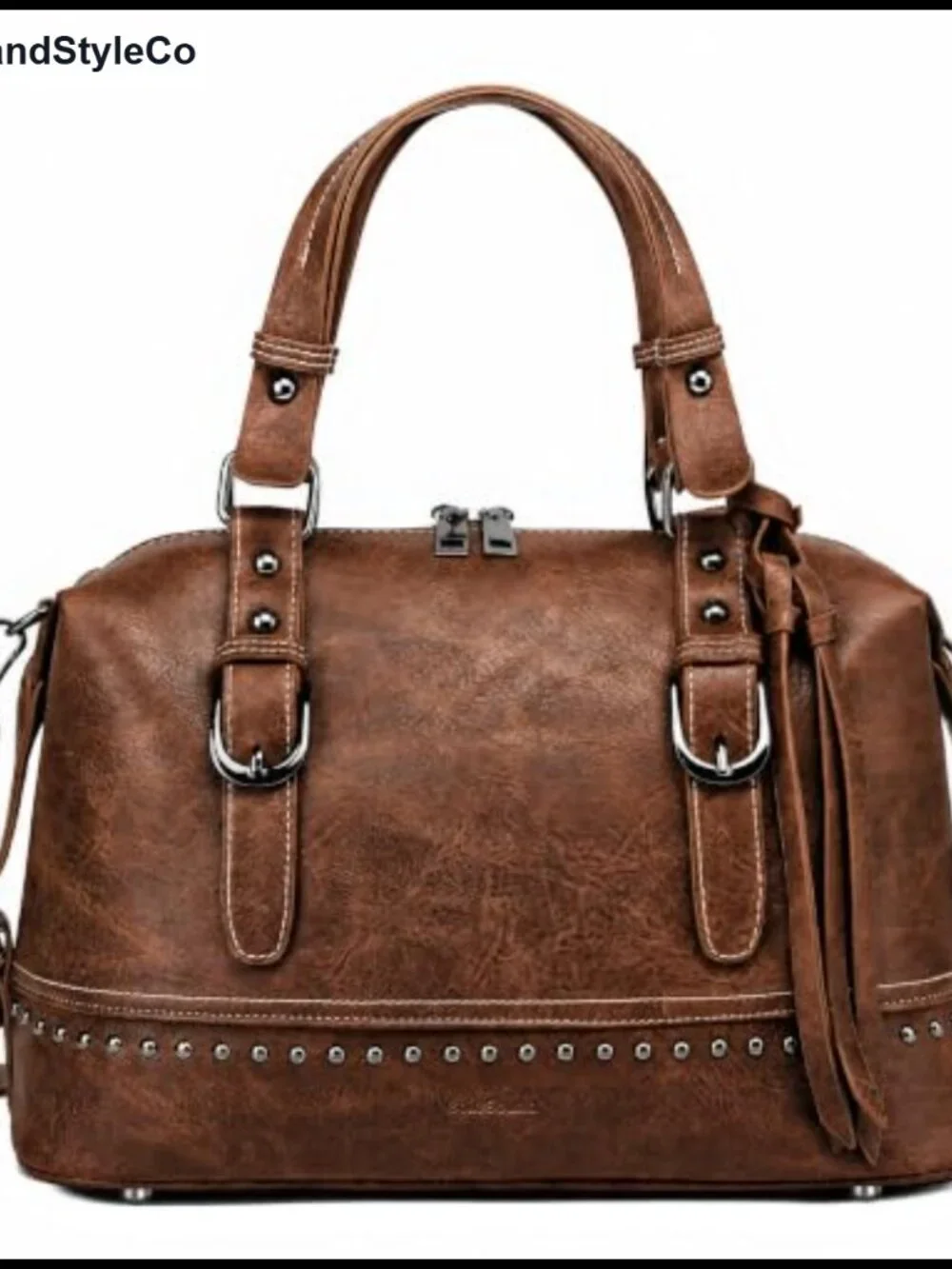 Faux Leather Vintage Doctor Satchel Crossbody Purse with Adjustable Strap